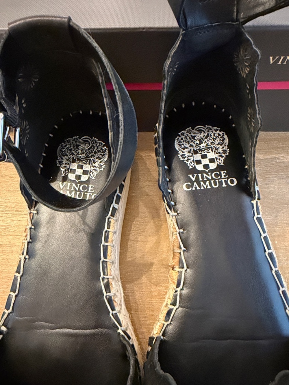 Size 8.5 Vince Camuto Black Espadrille Sandals - Picture 3 of 7